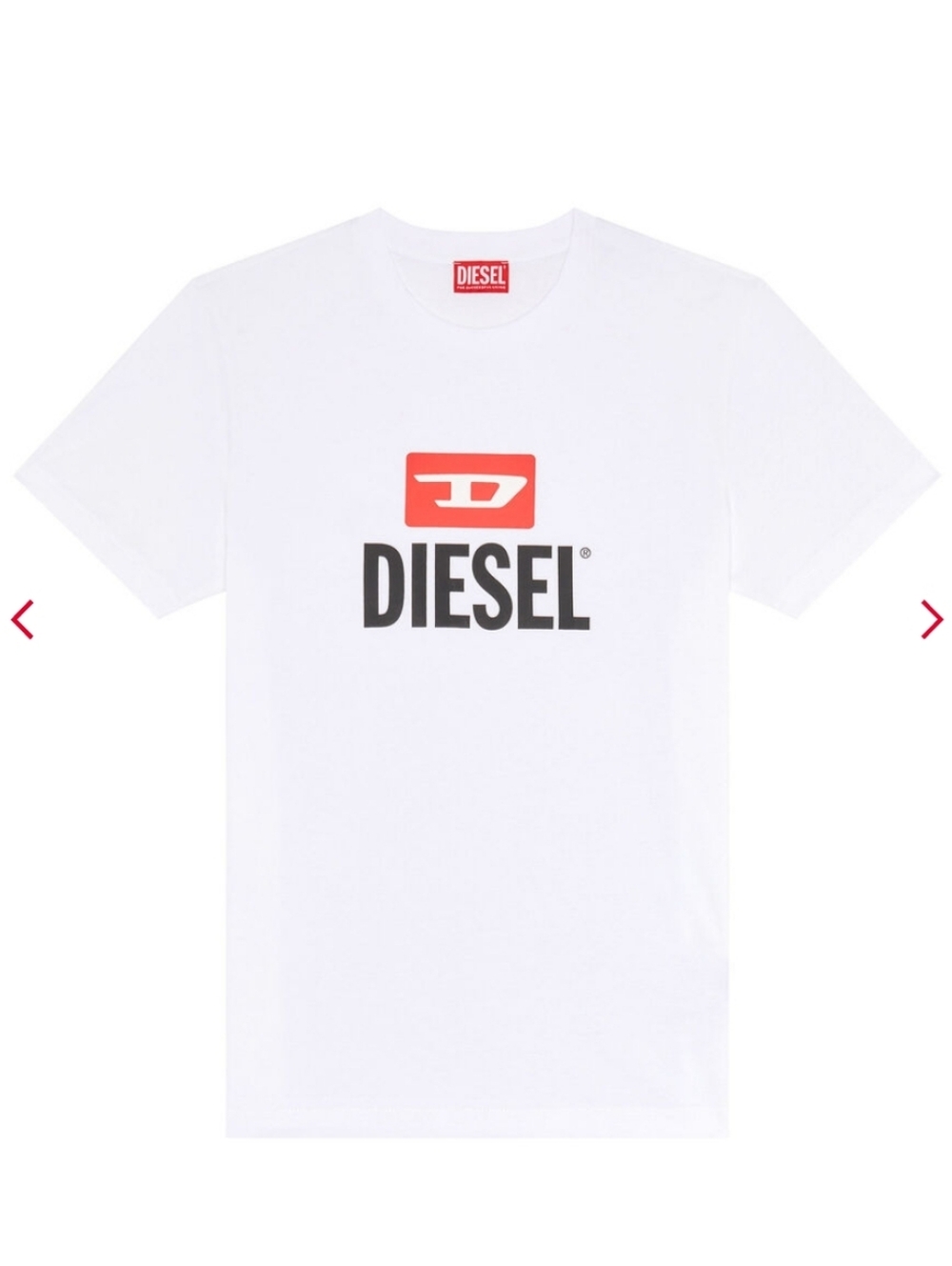 DIESEL☆ White Tee With Red And Black Logo.